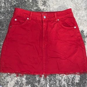 Red denim skirt